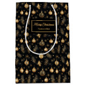 Lux watercolor black and gold custom name wrap ミディアムペーパーバッグ (正面)