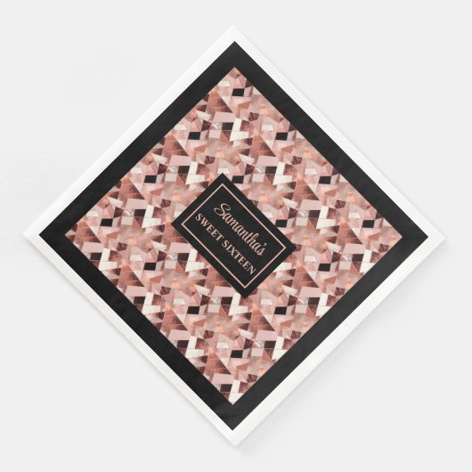Lux Wedding Napkins Rose Gold Glitter Metallic (コーナー)