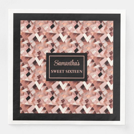 Lux Wedding Napkins Rose Gold Glitter Metallic (正面)