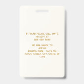 Luxeアイボリー金ゴールド3 Letter Monogramロゴ従業員 バッジ (裏面)