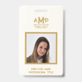 Luxeアイボリー金ゴールド3 Letter Monogramロゴ従業員 バッジ (表面)