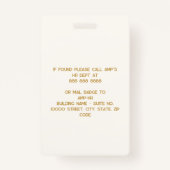 Luxeアイボリー金ゴールド3 Letter Monogramロゴ従業員 バッジ (裏面)