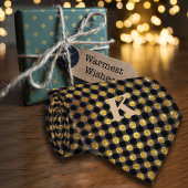 Luxeグリッター水玉模様パーソナライズ名ブラック ネクタイ