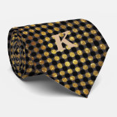 Luxeグリッター水玉模様パーソナライズ名ブラック ネクタイ (ロール)