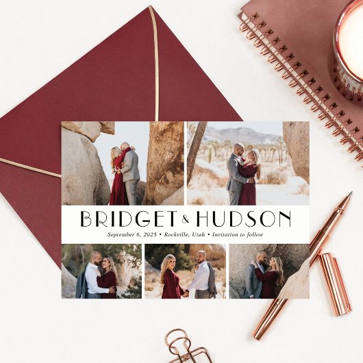 Luxeコラージュ編集可能カラー日付カードの保存 サンキューカード