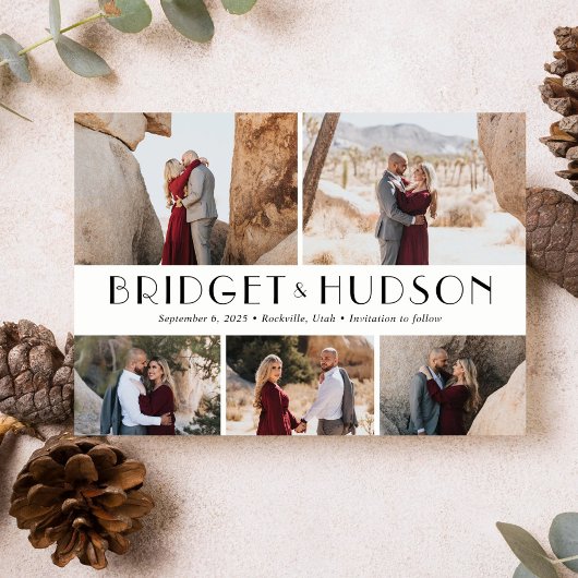 Luxeコラージュ編集可能カラー日付カードの保存 招待状