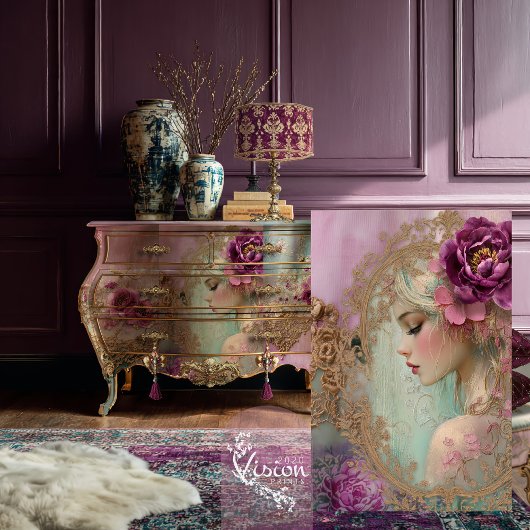 Luxeコラージュ、ミックスメディアポートレートフローラ 薄葉紙