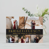 LuxeコラージュFOILウェディング日付カードを保存 箔招待状 (立ち正面)