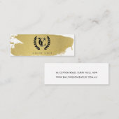Luxeゴールドフォイルのテクスチャブラシストロークロゴ スキニー名刺 (正面/裏面)