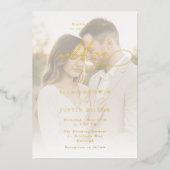 Luxeゴールドフォイルスクリプト&ポートレート結婚ズ 箔招待状 (正面)