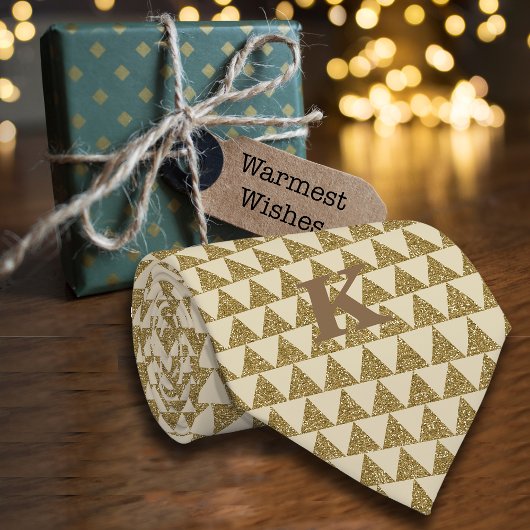 Luxeジオメトリックグリッター三角形のパーソナライズ名 ネクタイ