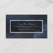 Luxeバラネイビー銀ヴィンテージWebサイト挿入カード プレイスカード (正面)