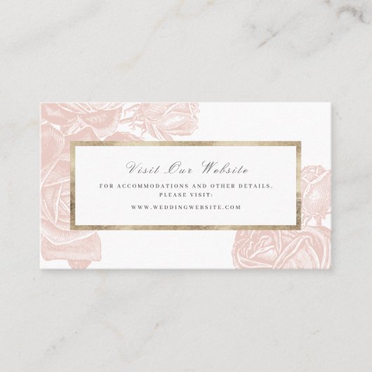 Luxeバラ赤面金ゴールドヴィンテージWebサイト挿入カード プレイスカード (正面)