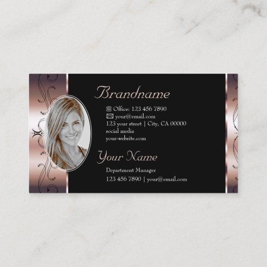 Luxeバラ金ゴールドと華美黒縁ど（写真） 名刺 (裏面)