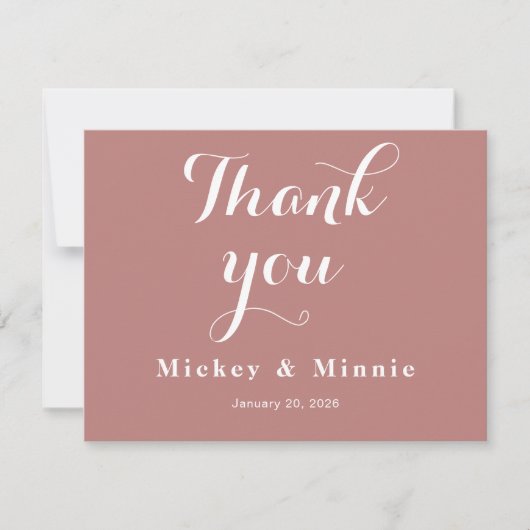 Luxeバラ金ゴールド結婚のThank You Note Card ノートカード (正面)