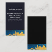 Luxeフェイク金ゴールドテクスチャマーク |背景（青） 名刺 (正面/裏面)