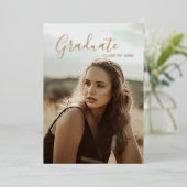 Luxeフォトエレガントバラ金ゴールド大学院箔インビタット 箔招待状 (立ち正面)