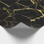Luxeブラックと金ゴールドマーブルテクスチャ ラッピングペーパー (角)