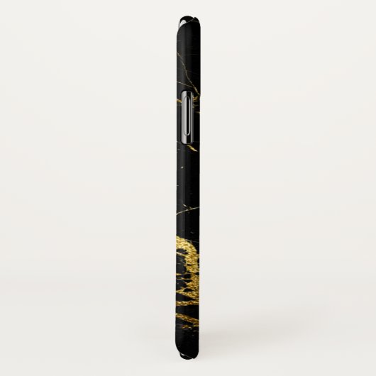 Luxeブラックと金ゴールドマーブルテクスチャ Case-Mate iPhoneケース (裏面/右)