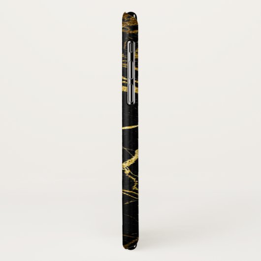 Luxeブラックと金ゴールドマーブルテクスチャ Case-Mate iPhoneケース (裏面/左)