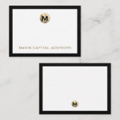 Luxeブラックと金ゴールドモノグラムビジネスノートカード ノートカード (正面/裏面)