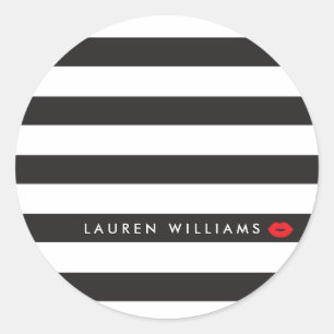 Luxeブラック/ホワイトストライプズRed Lipsメイクアップアーティスト ラウンドシール