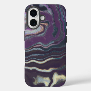 Luxeホログラフィック虹色の大理石の渦巻きiPhone iPhone 16ケース