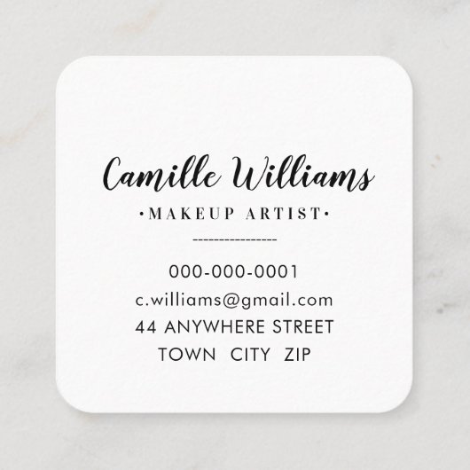 LUXEミニマリストのグラムフェイク金ゴールドフォイルのスプラッシュブラック スクエア名刺 (裏面)