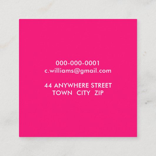 LUXEミニマリストLUXE金ゴールドピンク水彩キス スクエア名刺 (裏面)