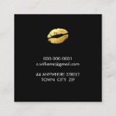 LUXEミニマル金ゴールドスプラッシュかわいいキス唇 スクエア名刺 (裏面)