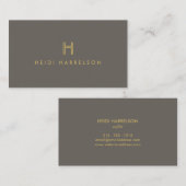 LUXEモダン金ゴールドとTAUPEイニシャルモノグラムロゴ 名刺 (正面/裏面)