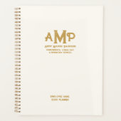 Luxe会社のアイボリーと金ゴールド3文字モノグラムロゴ プランナー手帳 (正面)