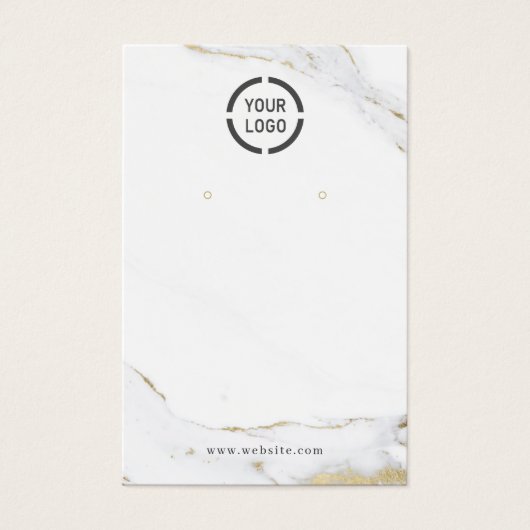 Luxe大理石フェイク金ゴールドカスタムロゴのイヤリング表示 (正面)