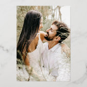 Luxe手書きスクリプト写真の日付を保存 箔招待状 (裏面)