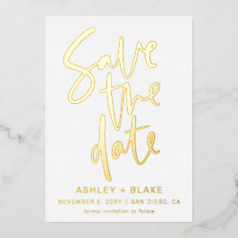 Luxe手書きスクリプト写真の日付を保存 箔招待状