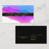 Luxe抽象芸術水彩インクブロツブルーバイオレット3 名刺 (正面/裏面)