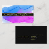 Luxe抽象芸術水彩インクブロツブルーバイオレット 名刺 (正面/裏面)