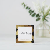 LUXE金ゴールドかわいらしグモダンラムトレンディーブラック スクエア名刺 (スタンド正面)