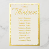 Luxe金ゴールドはっきりしたエッジベージュ色結婚の座席表 箔シーズンカード (正面)