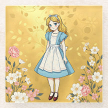 Luxe金ゴールドアリスIn Wonderland Glass Coaster