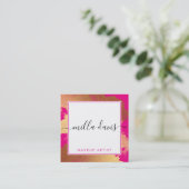 LUXE金ゴールドグかわいらしラマモダンーの輝くピンク スクエア名刺 (スタンド正面)
