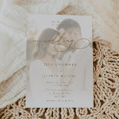 Luxe金ゴールドスクリプト&ポートレート結婚ズ 招待状