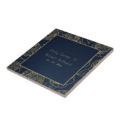 LUXE金ゴールドネイビーエレガントバラフローラ保存日 タイル (側面)