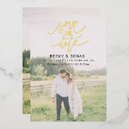 Luxe金ゴールド書道2枚の写真保存日時 箔招待状