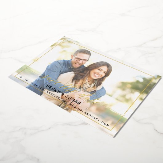 Luxe金ゴールド書道2枚の写真保存日時 箔招待状 (回転した状態)