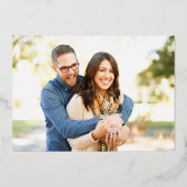 Luxe金ゴールド書道2枚の写真Save The Date Foil 箔招待状 (裏面)