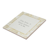 LUXE金ゴールド白エレガントバラフローラ保存日付 タイル (側面)