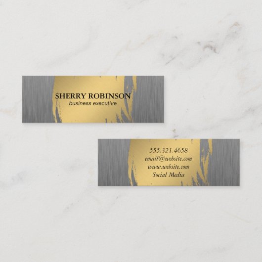 Luxe金ゴールド(メタリックフェイク付) スキニー名刺 (正面/裏面)