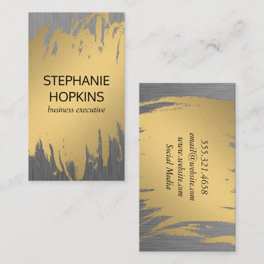 Luxe金ゴールド(メタリックフェイク付) 名刺 (正面/裏面)