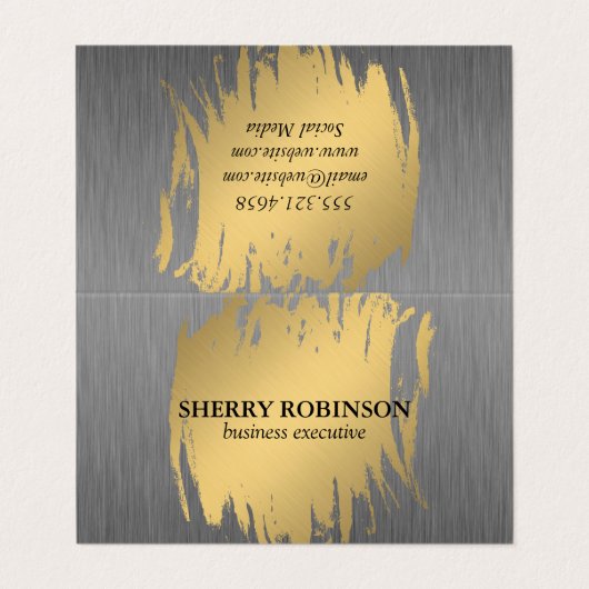 Luxe金ゴールド(メタリックフェイク付) 名刺 (外部フラット)